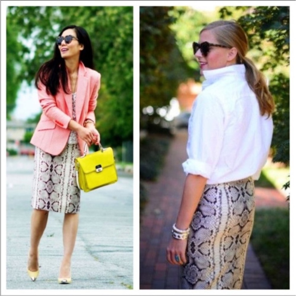 NWT J. Crew Wool & Silk Snakeskin Pencil Skirt